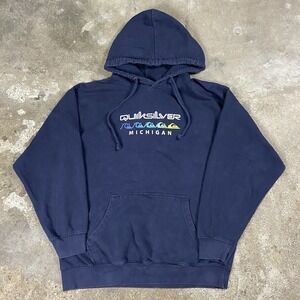 Quiksilver Michigan Sweatshirt Size XL Navy Blue Multicolor Surfing Graphic